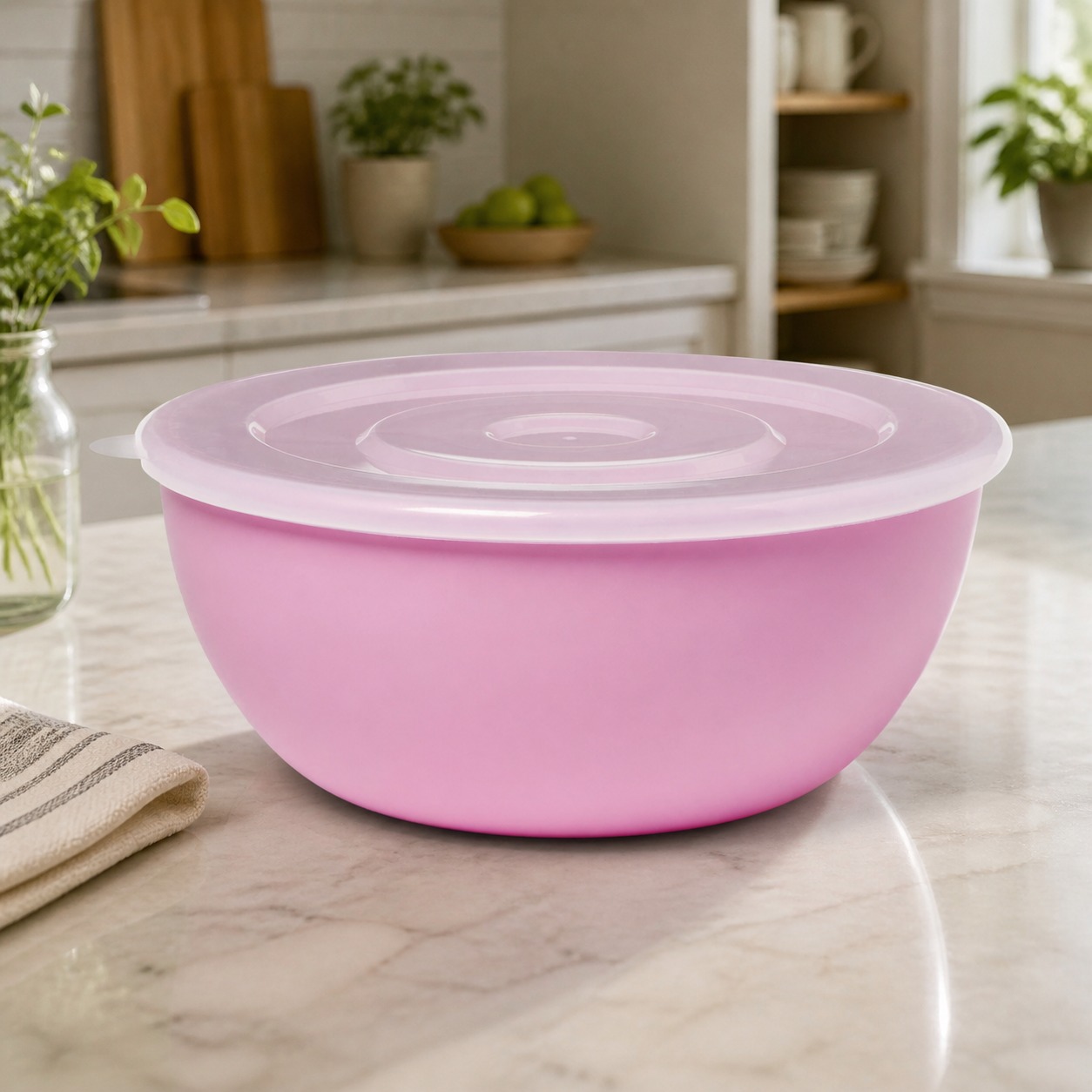 Meal Prep Food - Pink Bowl With Matching Lid, Durable
