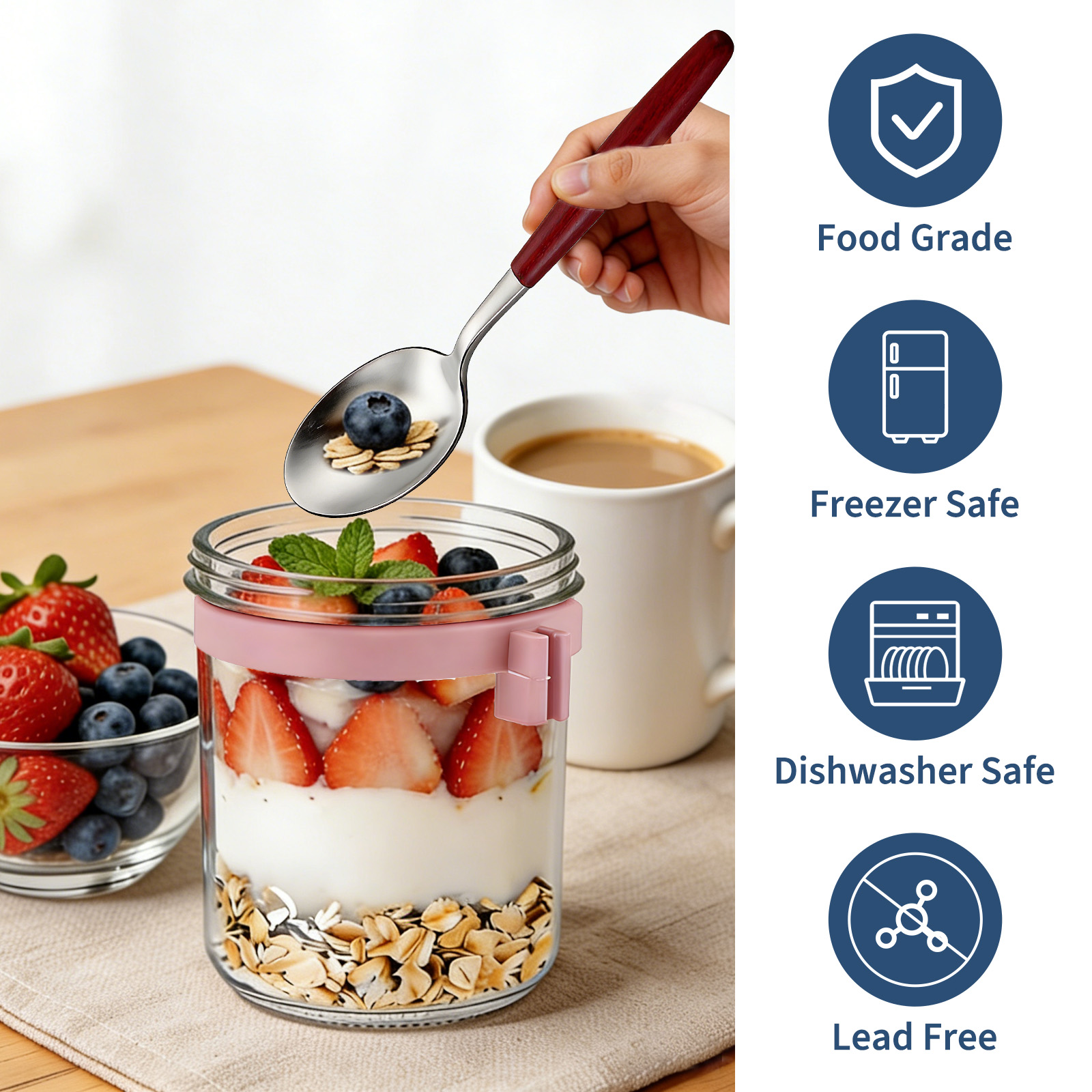 16oz Overnight Oats Jars with  - Meal Prep Overnight Oats ulasan dan harga
