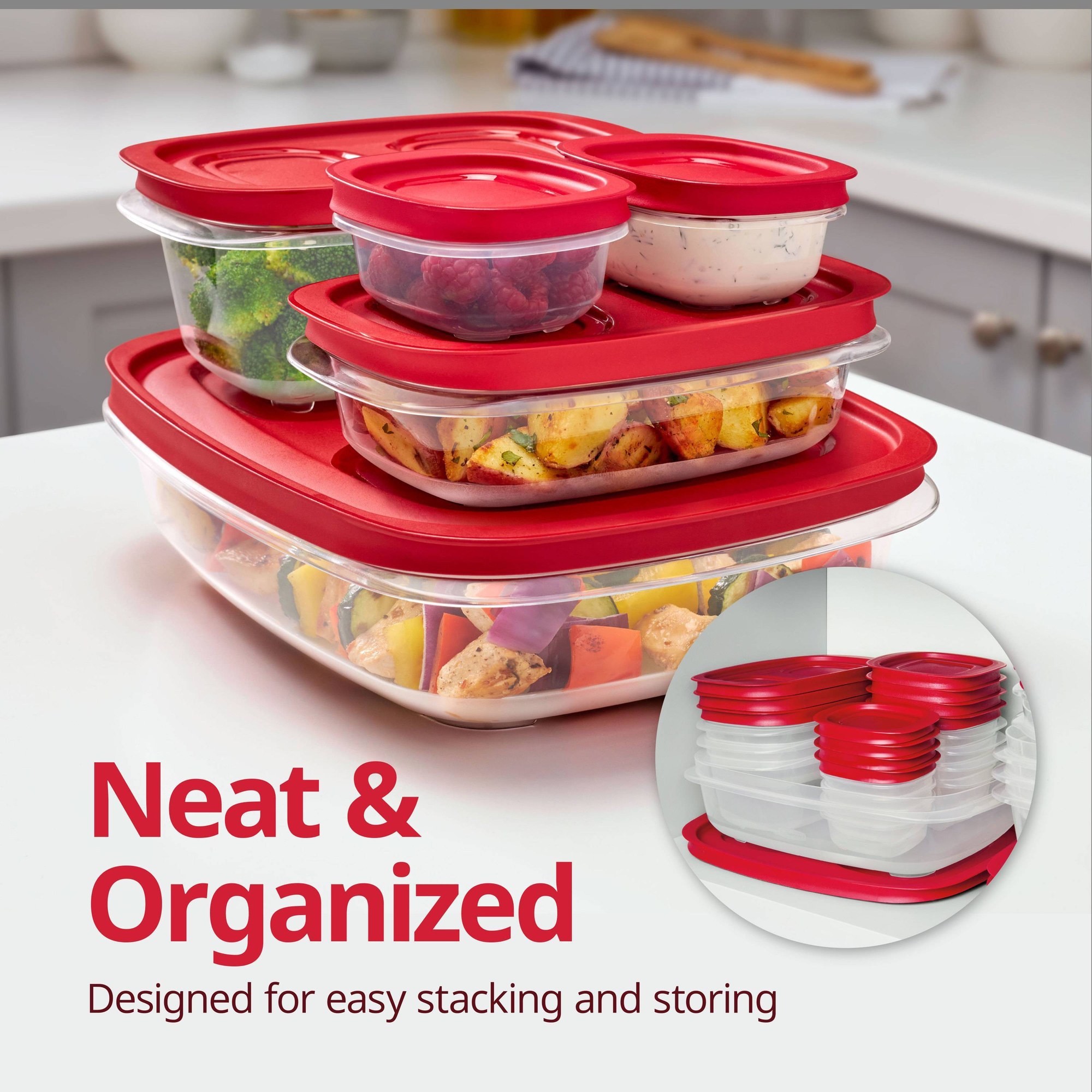 Red Rectangular Food Storage C - Meal Prep Organizer ulasan dan harga