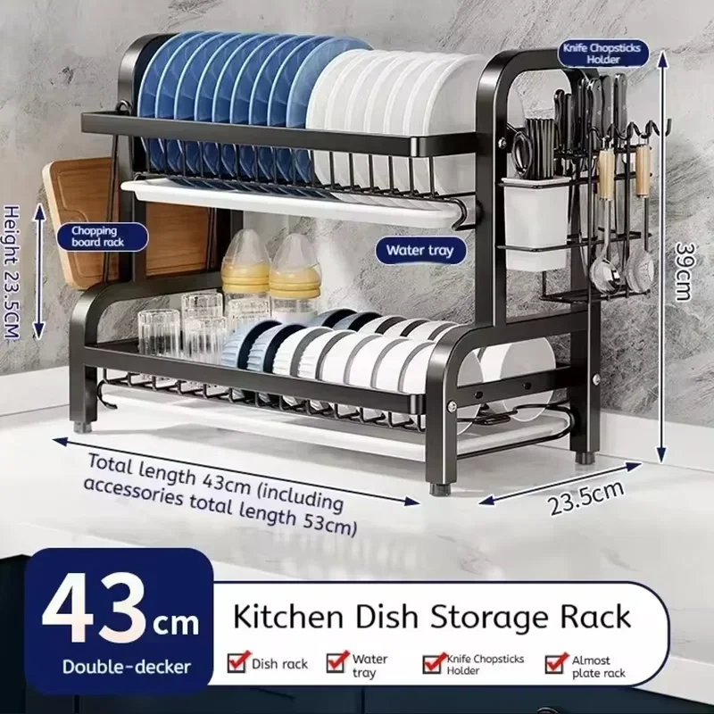 2 Tier Stainless Steel Dish Dr - Meal Prep Organizer ulasan dan harga