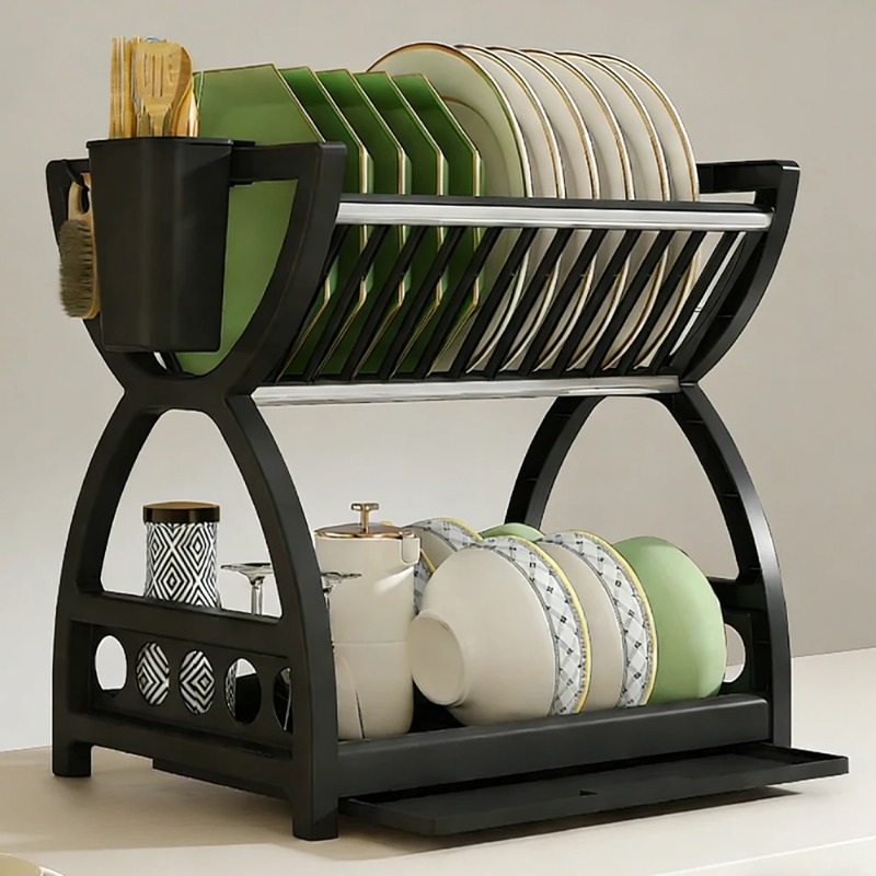 2 Tier Dish Drying Rack Kitche - Meal Prep Organizer ulasan dan harga