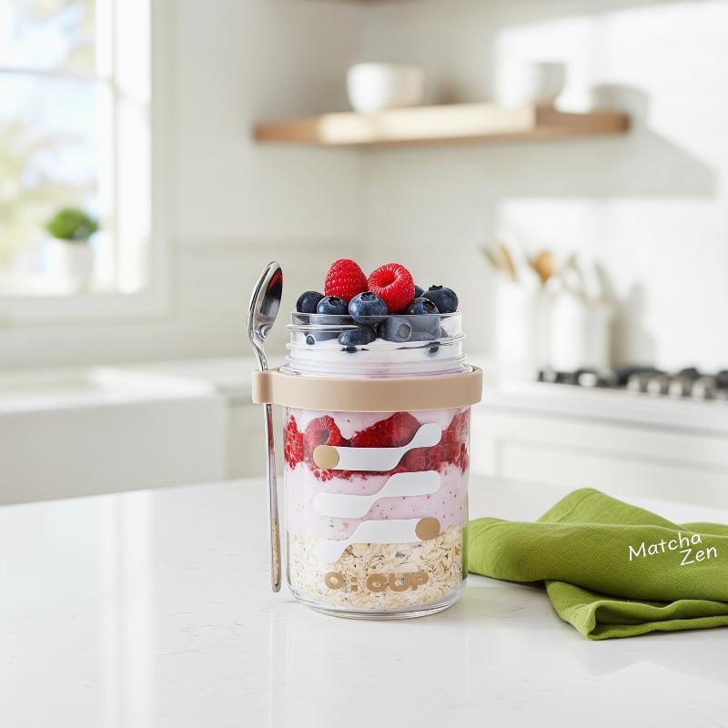 400ML Overnight Oats Glass Cup - Meal Prep Overnight Oats ulasan dan harga