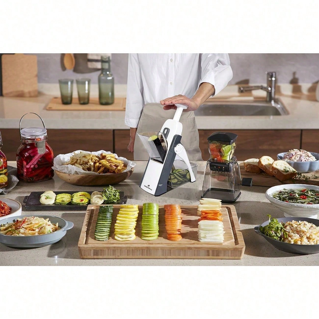 Safe Mandoline Slicer 5 in 1 V - Meal Prep Potatoes ulasan dan harga